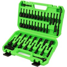 55PC Magnetic Nut Driver Set Impact Driver Socket Adapters Metric & SAE 1/4