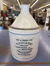 Rare Antique George Dickel Whiskey Jug Cascade Tennessee TN Blue White Crock picture