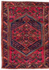 Vintage Zanjan 4x7 Tribal Geometric Hand Knotted Wool Oriental Rug Navy Red Area picture