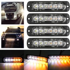 4X Amber/White 6LED Car Truck Emergency Beacon Warning Hazard Flash Strobe Light picture
