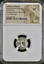 Ancient Cappadocian Kingdom 96BC-63BC Silver Drachm NGC Graded Coin Ariobarzanes picture