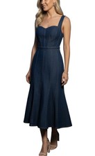 NWT Sugarlips Sz S Womens Gabriella Denim Blue Midi Dress Resort Festival Boho picture