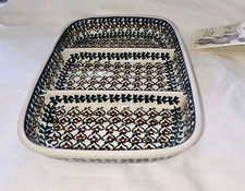 Boleslaweic Unikat Three Compartment Divided Stoneware Serving Dish Poland 9