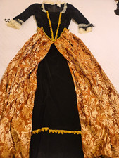Funny Fashion Renaissance Barok Dress Small Black/Gold Velvet Lace Trim 5101 picture