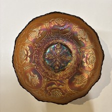 Fenton Dragon and Lotus Amethyst Carnival Glass Bowl picture
