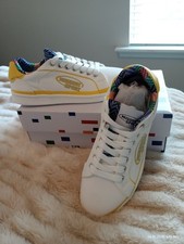 Missoni Sport White/Yellow Canvas Cassetta Logo Accent Sneakers Sz 38/US 7.5 picture