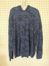 Johnnie-O Mens Blue Camo Knit Hoodie Sweater X-Large picture