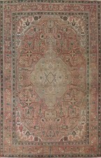 Vintage Muted Pink Traditional Tebriz Area Rug 7'x10' Wool Hand-knotted Carpet picture