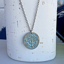 VTG Greek Bronze Patina Parthenon Pendant Necklace 2 Sided Greek Mythology picture