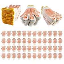 48 Pairs Cotton Grip Work Gloves Bulk Safety Protection Non-Slip PVC Rubber Dots picture