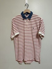 Vintage 90s Polo Ralph Lauren Denim Collar Patriotic Red White Blue Men’s Large picture