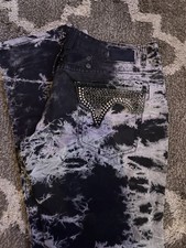 Authentic Robin's Jeans Straight Hand Studded Rhinestone Tie-Dye  picture