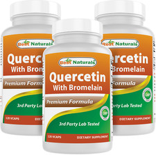 3 Pack Best Naturals Quercetin with Bromelain 800mg 120 Veggie Capsule picture