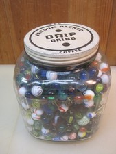 Vintage H&C Coffee One Gallon Hoosier Coffee Jar With Marbles B8514 picture