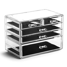 BINO THE MANHATTAN SERIES Acrylic Makeup 3 Large, 2 Small Drawer, Clear picture