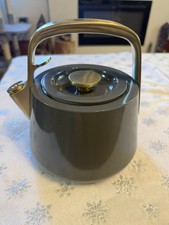 Caraway Whistling Tea Kettle Gray Gold Handle Excellent Condition picture