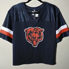 Chicago Bears Fanatics Women's Large Navy Mesh V-Neck Jersey Shirt NWT picture