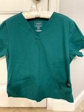 Cherokee Workwear Green Solid Medical Scrub Top V-Neck Short Sleeve, M picture