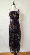 New Anthro Midi Dress Size Medium Black Burnout Velvet Floral Sexy Retro picture