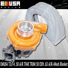 YELLOW EMUSAT3/T4 Hybrid Turbo .50 A/R Compressor .63 A/R Turbine+Mesh Blanket picture