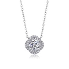 1ct Moissanite Flower Pendant Necklace 925 Sterling Silver Fifty8 Gift Box picture