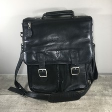 Vintage Frye Black Leather Soft-Sided Briefcase Laptop Shoulder School Work Bag picture