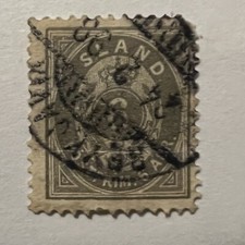 1897 ICELAND 6 EYRIR STAMP #25 WITH 1898 REYKJAVIK SOTN BULLSEYE SON CANCEL picture