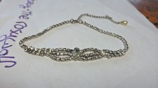 Vintage Art Deco Rhinestone Sparkly Choker Necklace Unsigned All Stones Intact picture
