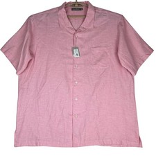 Daniel Cremieux Shirt Mens XL Pink Linen Tencel Herringbone Camp Collar NWT picture