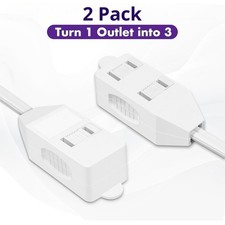 2 Pack 12 ft White Extension Cord with 3 Outlets - 16 AWG 2 Prong Indoor Cord picture