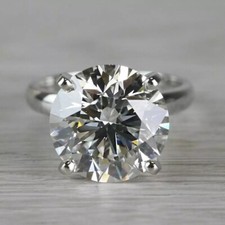 Large 10 Ct Round Cut Moissanite Solitaire Engagement Ring 14k White Gold picture