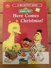 Vtg 1989 Unused Golden Big Activity Book Sesame Street Here Comes Christmas picture