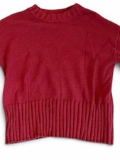GAP Burgundy Women's Small Short-Sleeve Crewneck Ribbed Hem Sweater picture