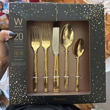 Wallace Bamboo 20 Pieces Flatware Service Set - Gold Plated. Brand New picture