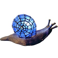Bieye L10983 Land Snail Tiffany Style Stained Glass Accent Table Lamp ... picture
