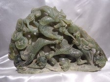 ANTIQUE 19th/ 20th CENT CHINESE BOWENITE SERPENTINE STONE JADE CARVING picture