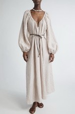 AUTH Zimmermann Cascadian Stripe Long Sleeve Linen Maxi Dress Size 2 AU/8 US picture