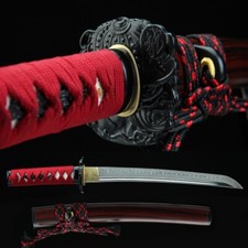 red Tanto Swords Handmade Clay Tempered 1095 T10 Steel Japanese Katana Samurai picture