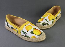Diane B. NWOB Women's White Yellow Green Lemon Print Espadrille Shoe 38 US 8 picture