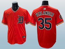 Men's Detroit Tigers #35 Justin Verlander Orange Cool Base Stitched picture