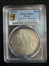 1913/2 - Mexico Caballito Peso-PCGS MS 61-KM453-KeyDate/Overdate picture
