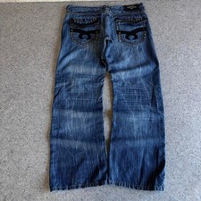RARE 2000's cowboy Japanese archive whisker faded bootcut embroidered jeans picture
