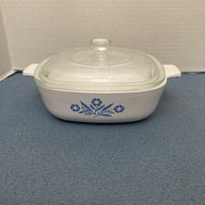 Corning Ware Blue Cornflower P-1-B 1 Quart Square Casserole w/Glass P-7-C Lid picture