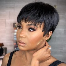 Short Pixie Cut Human Hair Wig With Bang picture