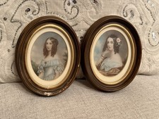 Pair Late Victorian Princess Alexandra of Bavaria Portrait Miniatures Framed picture