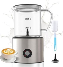 4-in-1 Detachable Milk Frother & Steamer, Dishwasher Safe Glass Frother Silver picture