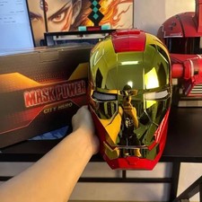 Iron Man Gold MK5 Helmet Electronic Voice Activated Open&Close Mask Autoking picture