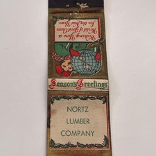 Nortz Lumber Company Christmas Vintage Matchbook Cover MM3-1 picture