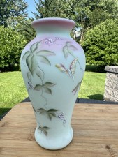 Fenton BERRY & BUTTERFLY LOTUST MIST BURMESE VASE Historic Collection 95th Anniv picture