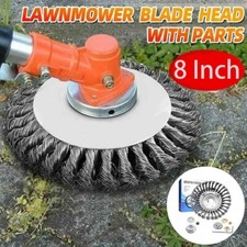 New 8 Inch Steel Wire Wheel Brush Grass Trimmer Head Weed With Adapter Kit US picture
